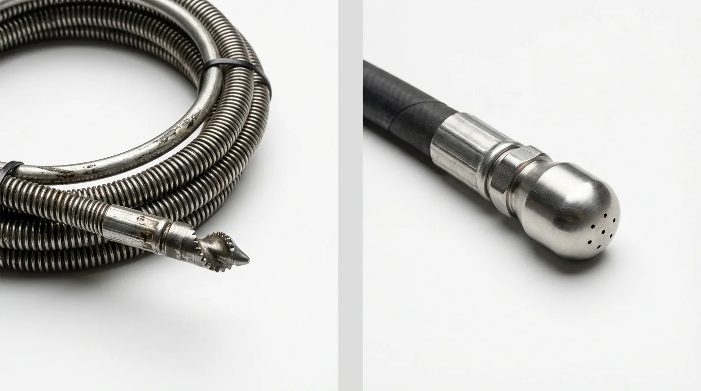 Drain snake cable and hydro jetting nozzle used for drain cleaning in Windsor, PA